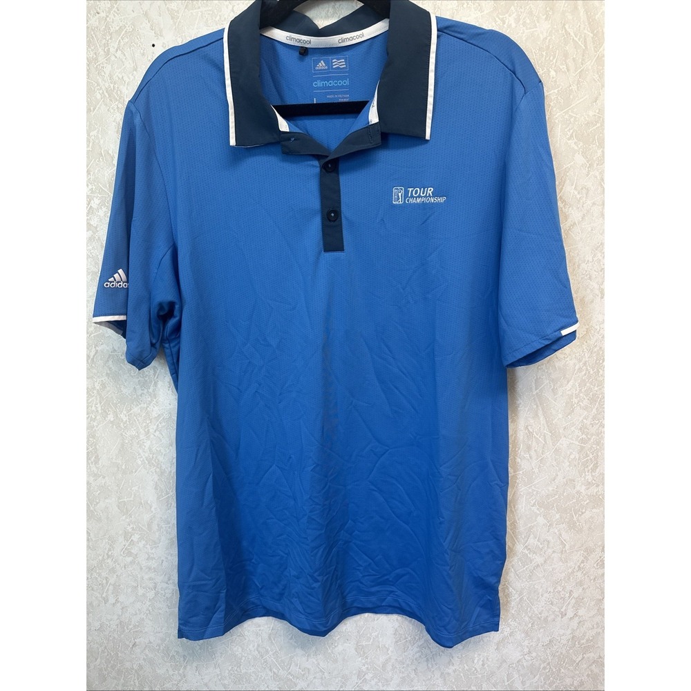 Adidas Golf ClimaCool Blue Polo Size Large PGA Tour